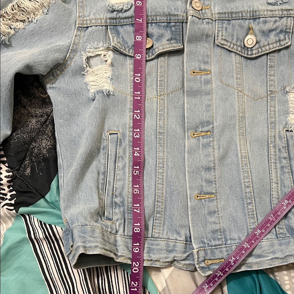 Love Tree Light Blue Distressed Denim Jacket - Picture 12 of 13